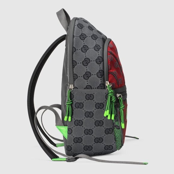 Gucci Women's Interlocking GG Backpack Gray Green & Red Sz M - Picture 3 of 15